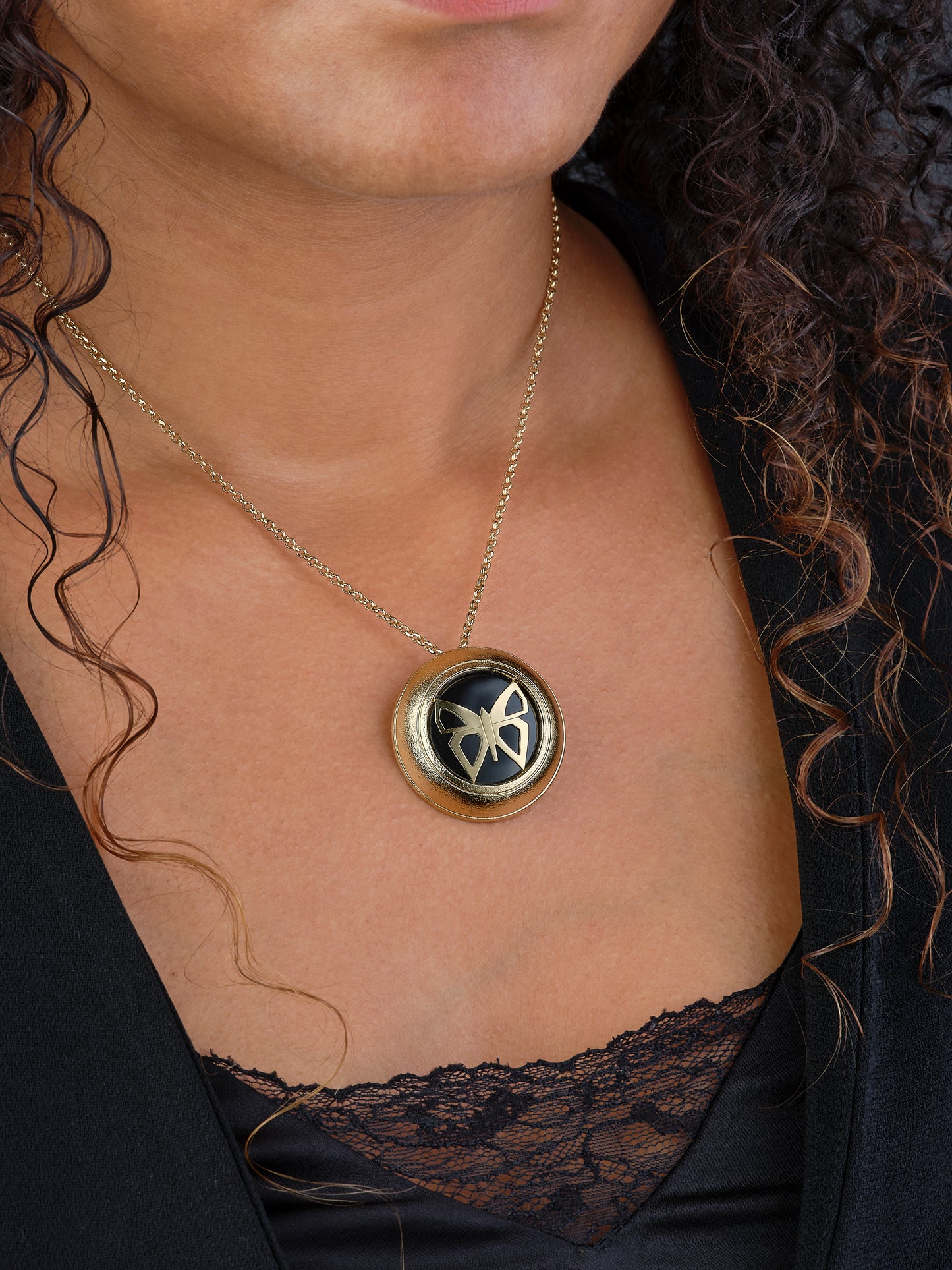 Broche "Révélation" - Papillon/Onyx