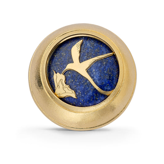 Broche "Beauté Péi" - Paille-en-queue/Lapis-lazuli