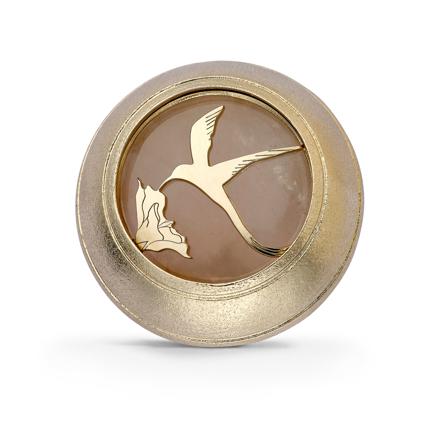 Broche "Beauté Péi" - Paille-en-queue/Quartz Rose