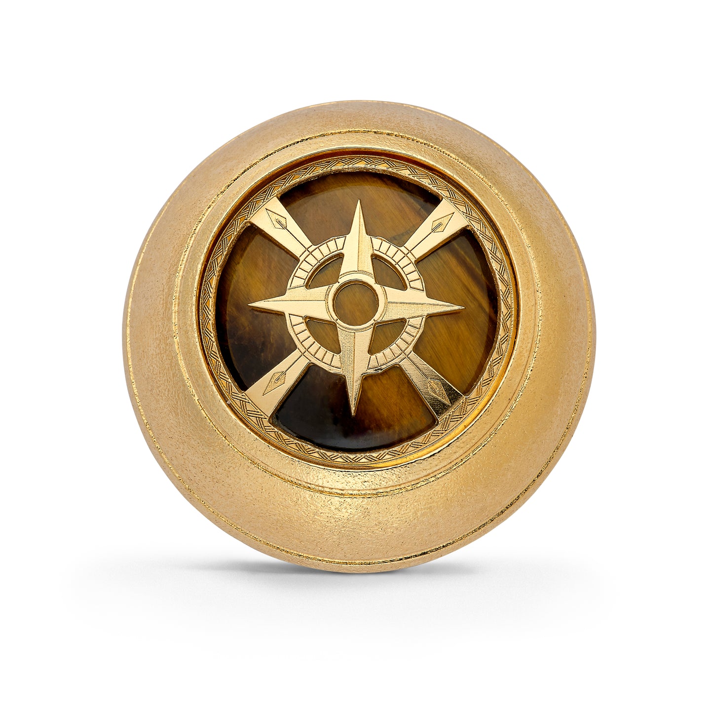 Broche "Destinée" - Boussole/Oeil-de-tigre