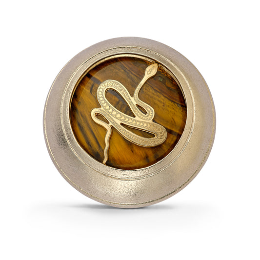 Broche "Double-Je" - Serpent/Oeil-de-Tigre