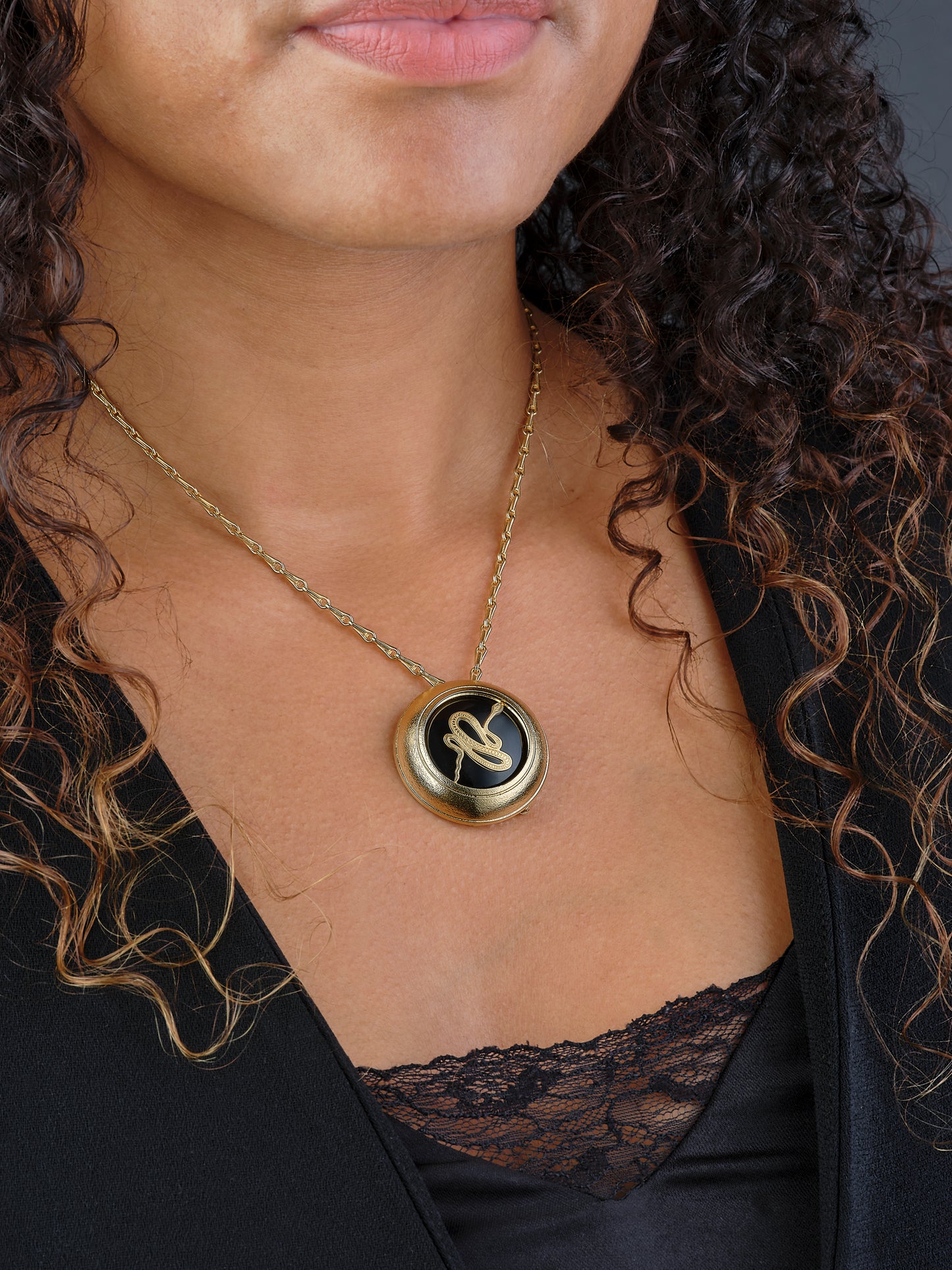 Broche "Double-Je" - Serpent/Onyx