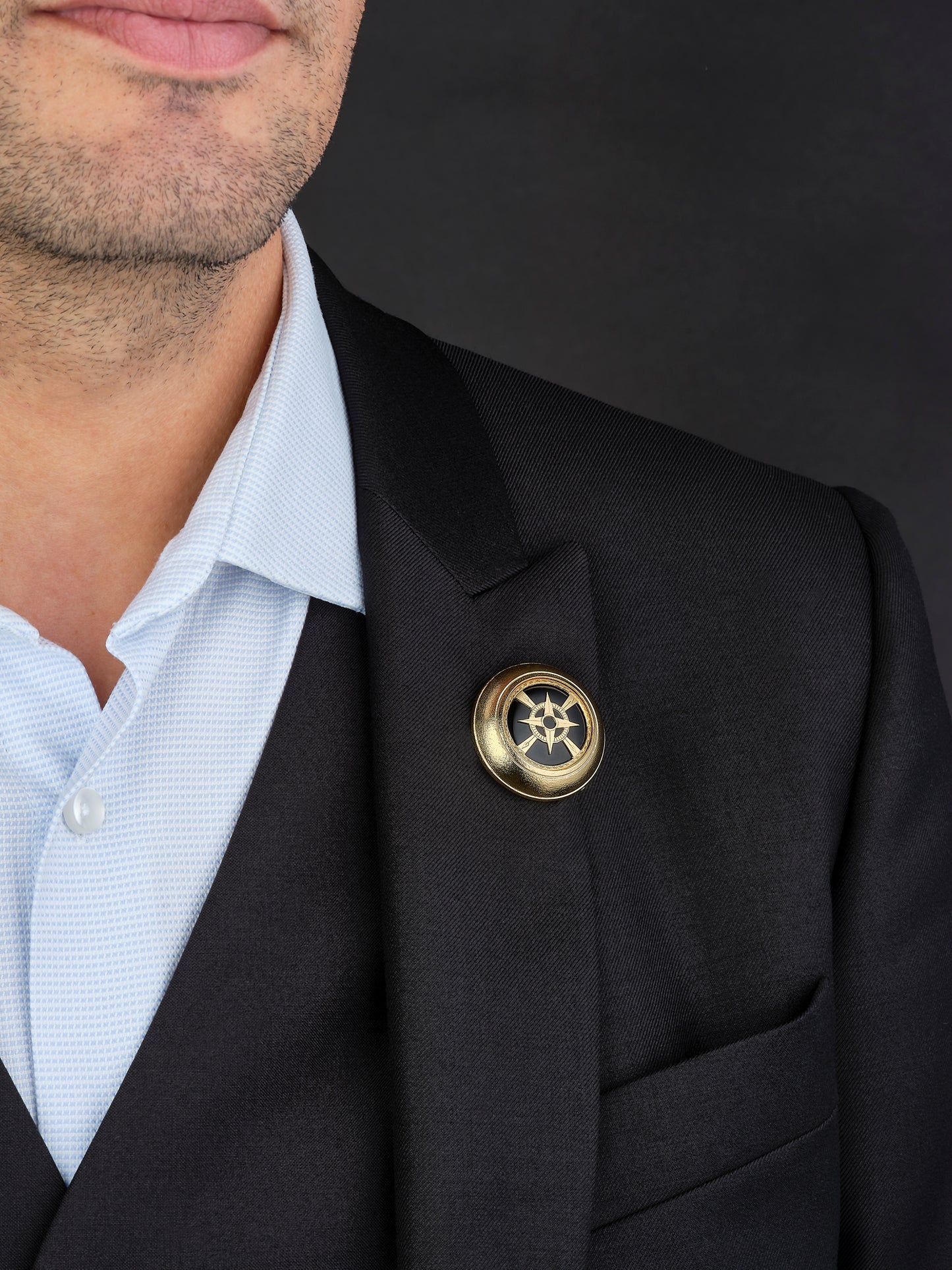 Broche "Destinée" - Boussole/Onyx