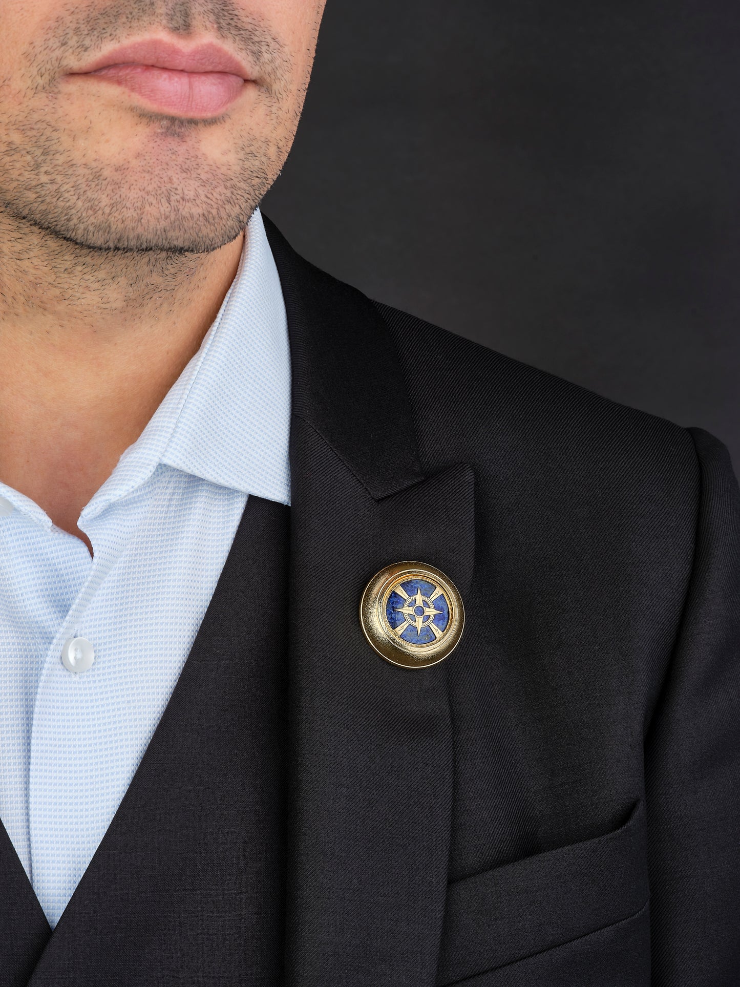 Broche "Destinée" - Boussole/Lapis-Lazuli